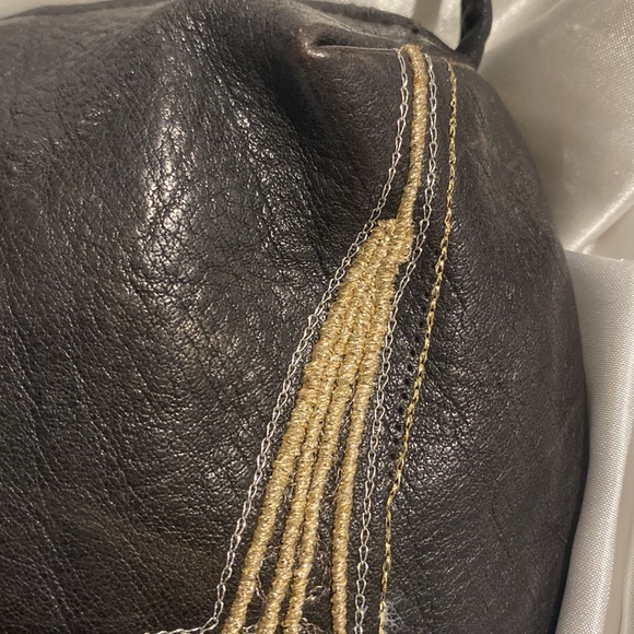 BRACCIALINI VINTAGE LEATHER CROSSOVER BAG WITH EMBEZZLEMENT - Picture 11 of 12